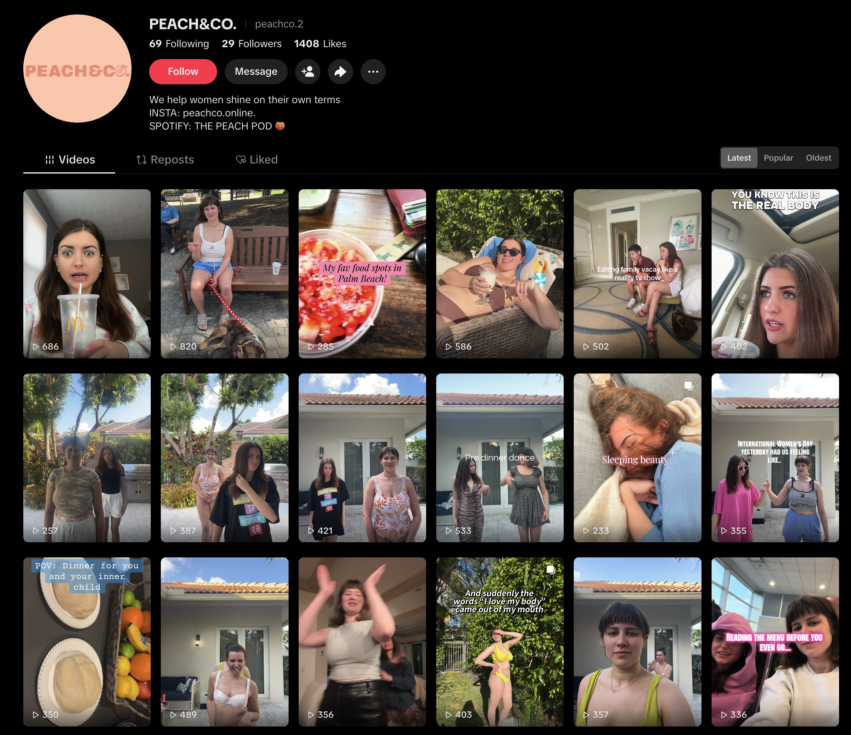 Peach & Co. TikTok reels